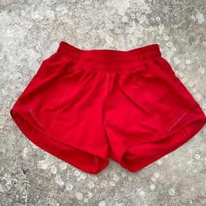Size 2, 2.5 inch inseam, low rise. Red Hotty Hot Lululemon shorts.